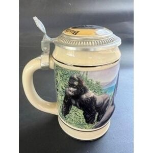 1995 Budweiser Endangered Species Gorilla Stein Lidded Beer Mug Ceramarte COA